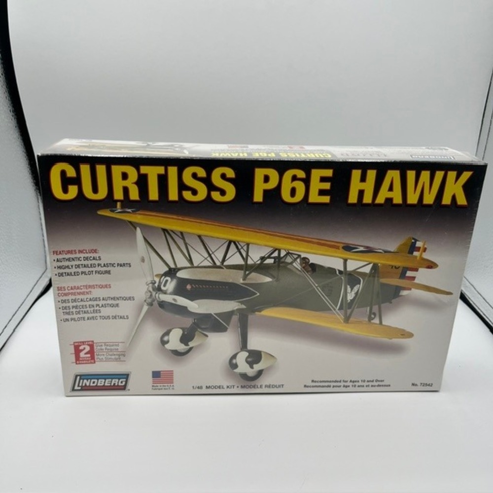 Lindberg Curtiss P6E Hawk 1/48 Scale Model Kit Sealed Biplane Pursuit Plane